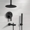Matte Black Tub and Shower Set with 8